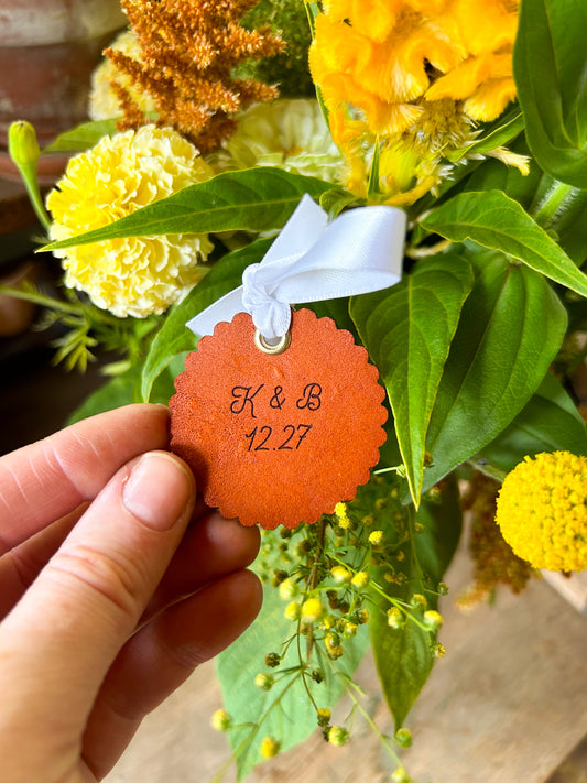 Personalized Leather Bouquet Charms