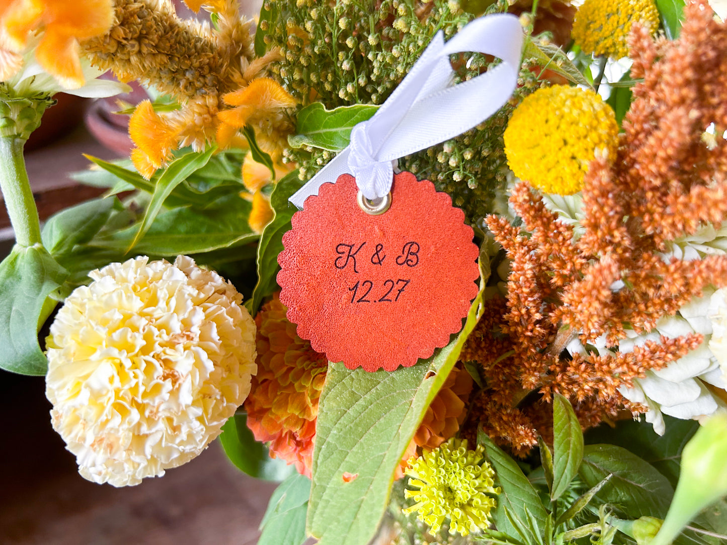 Personalized Leather Bouquet Charms