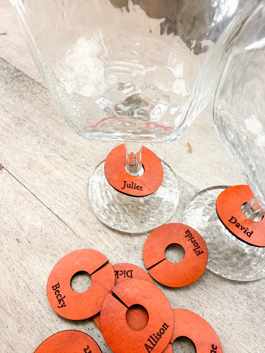 Custom Leather Wedding Wine Charms