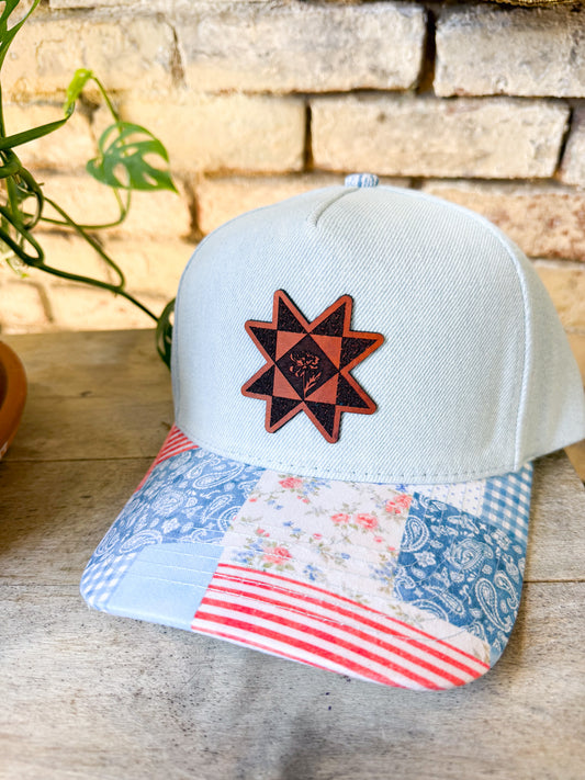 Quilt Patch on Quilted Americana Hat