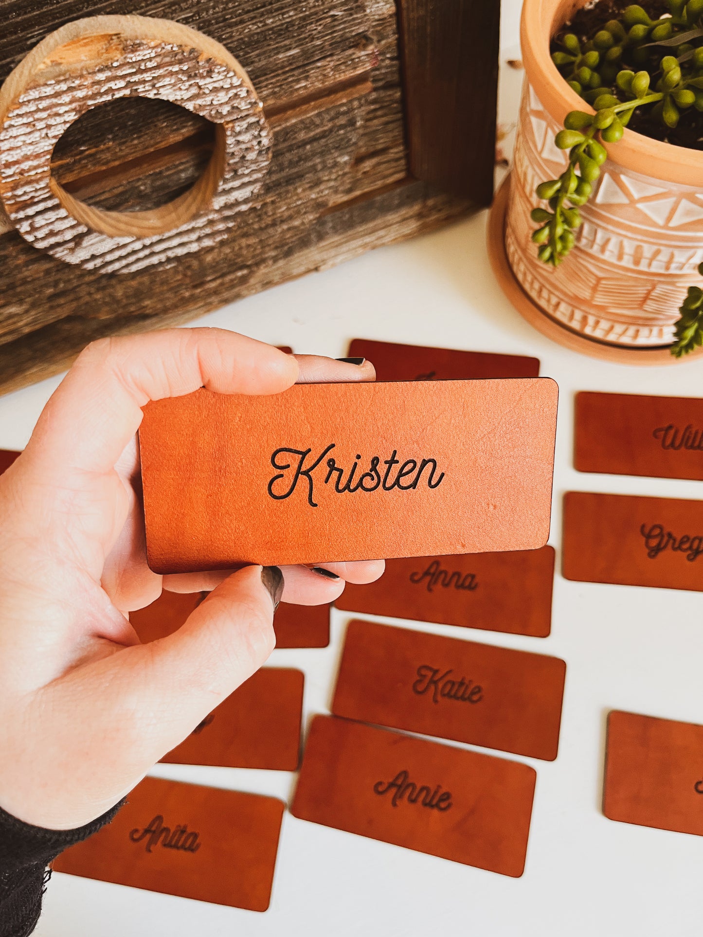 Leather Place Cards for Table Settings (Large)