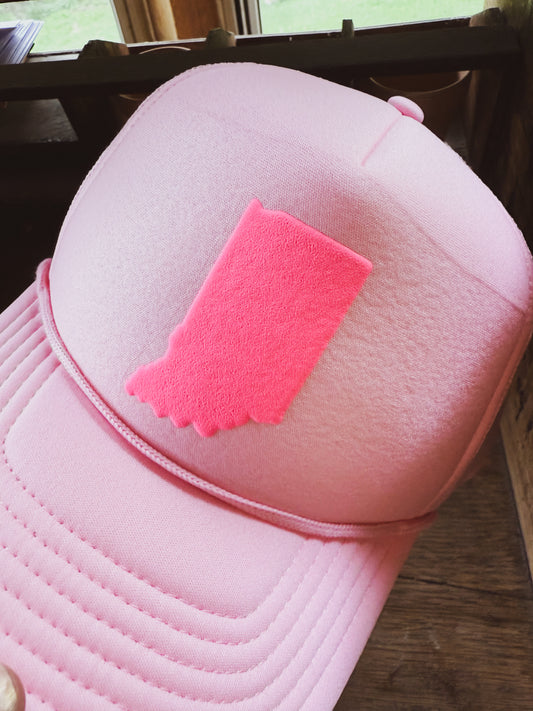 Hot Pink Puff Indiana Patch on Foam Hat