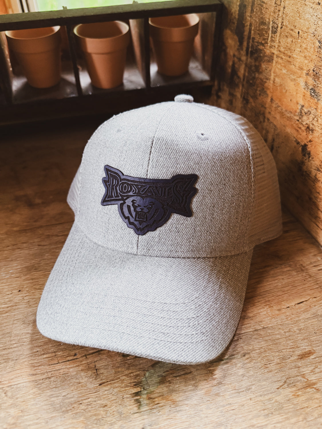 HSE Royals - Heather Gray Baseball Leather Patch Hat