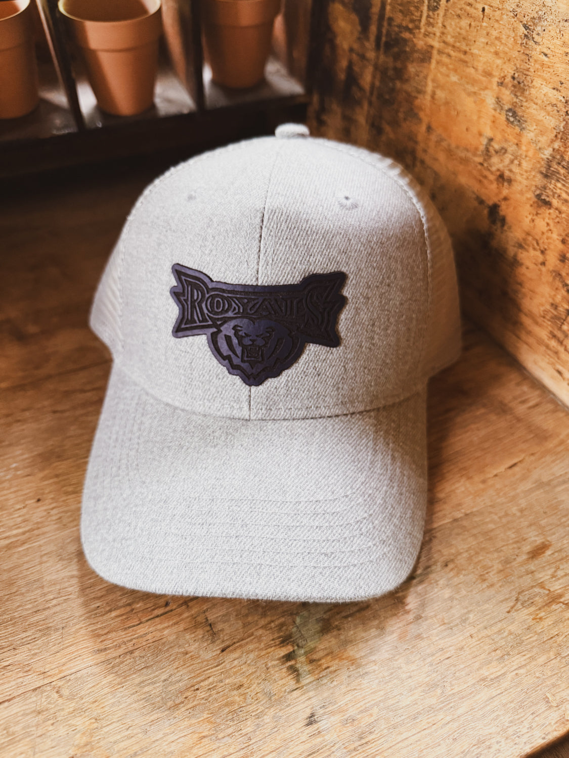 HSE Royals - Heather Gray Baseball Leather Patch Hat