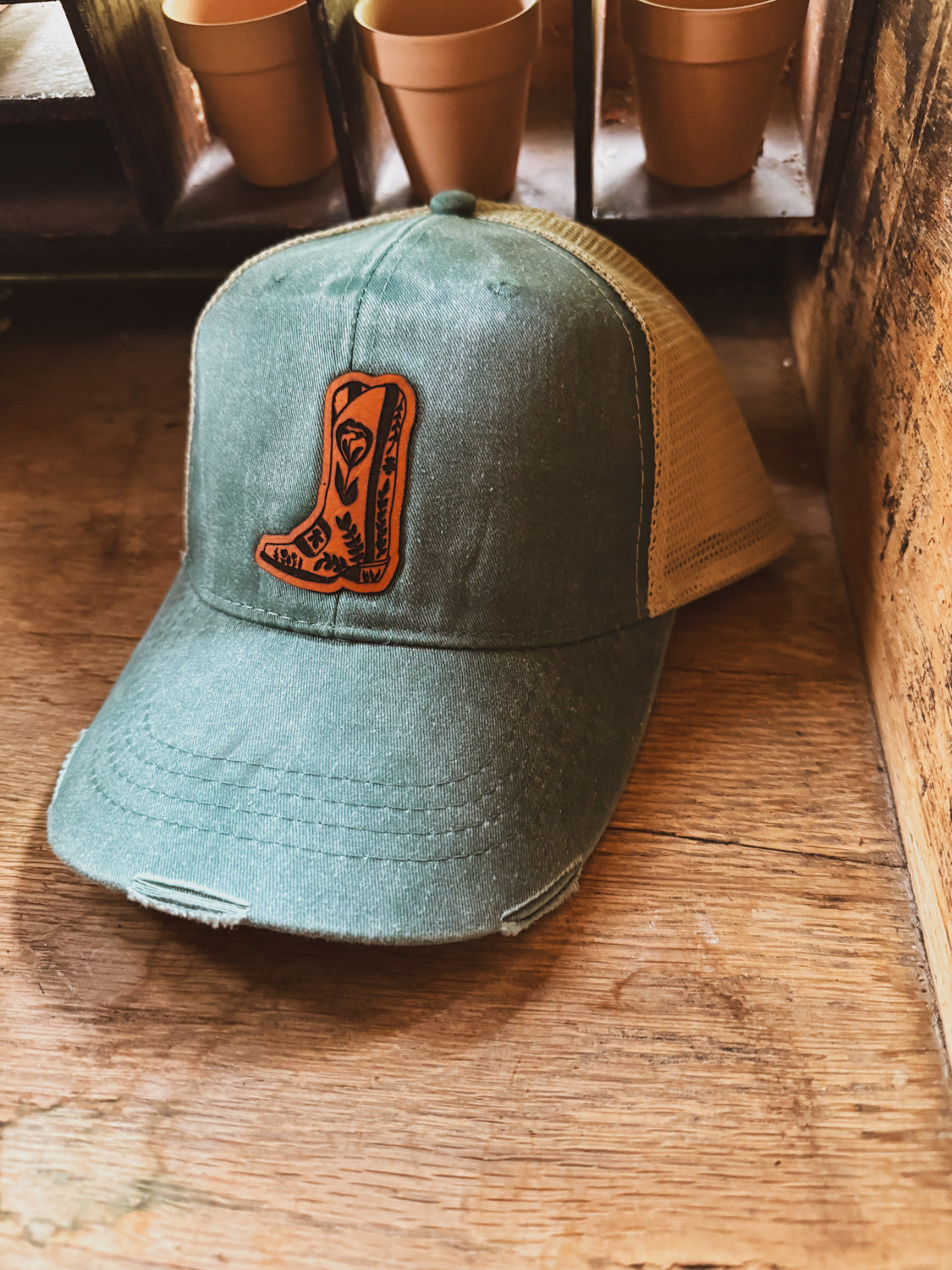 Floral Boot Patch Hat