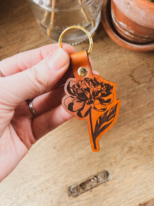 Peony Flower Keychain