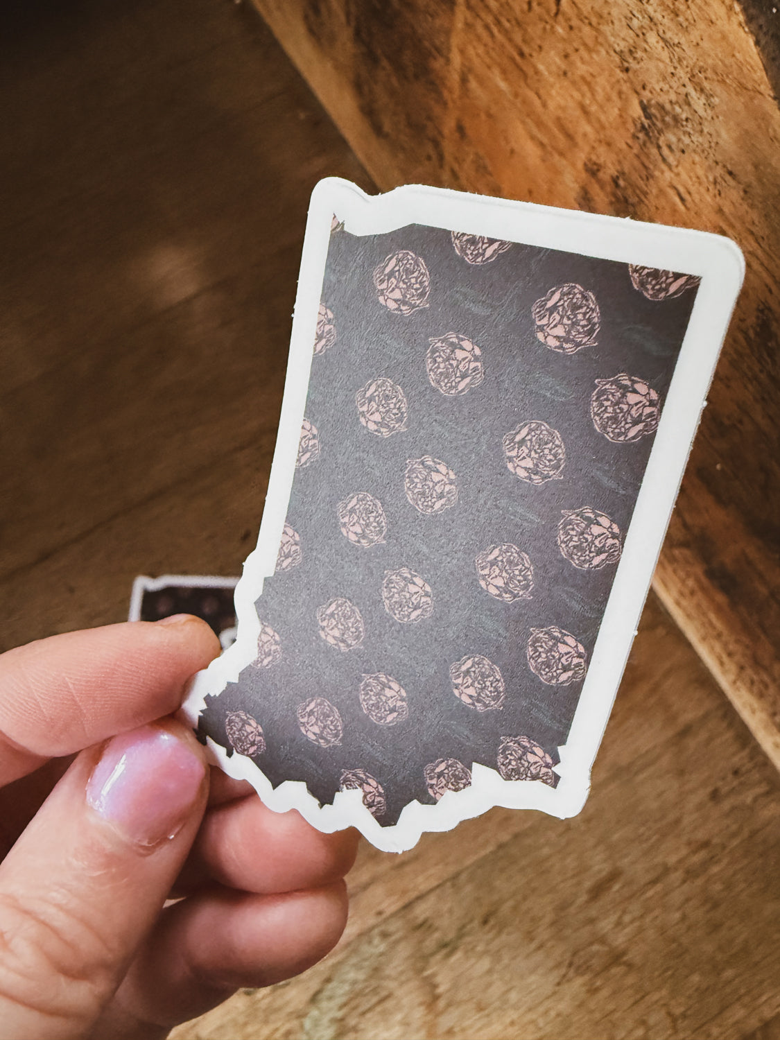 Indiana Sticker with Pink Flower Pattern