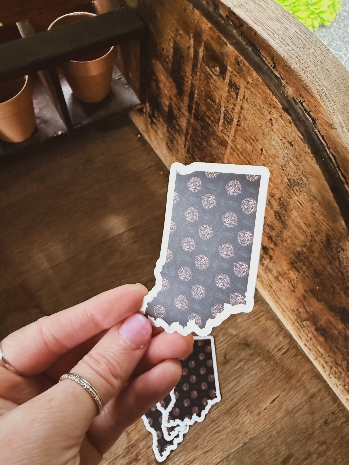 Indiana Sticker with Pink Flower Pattern
