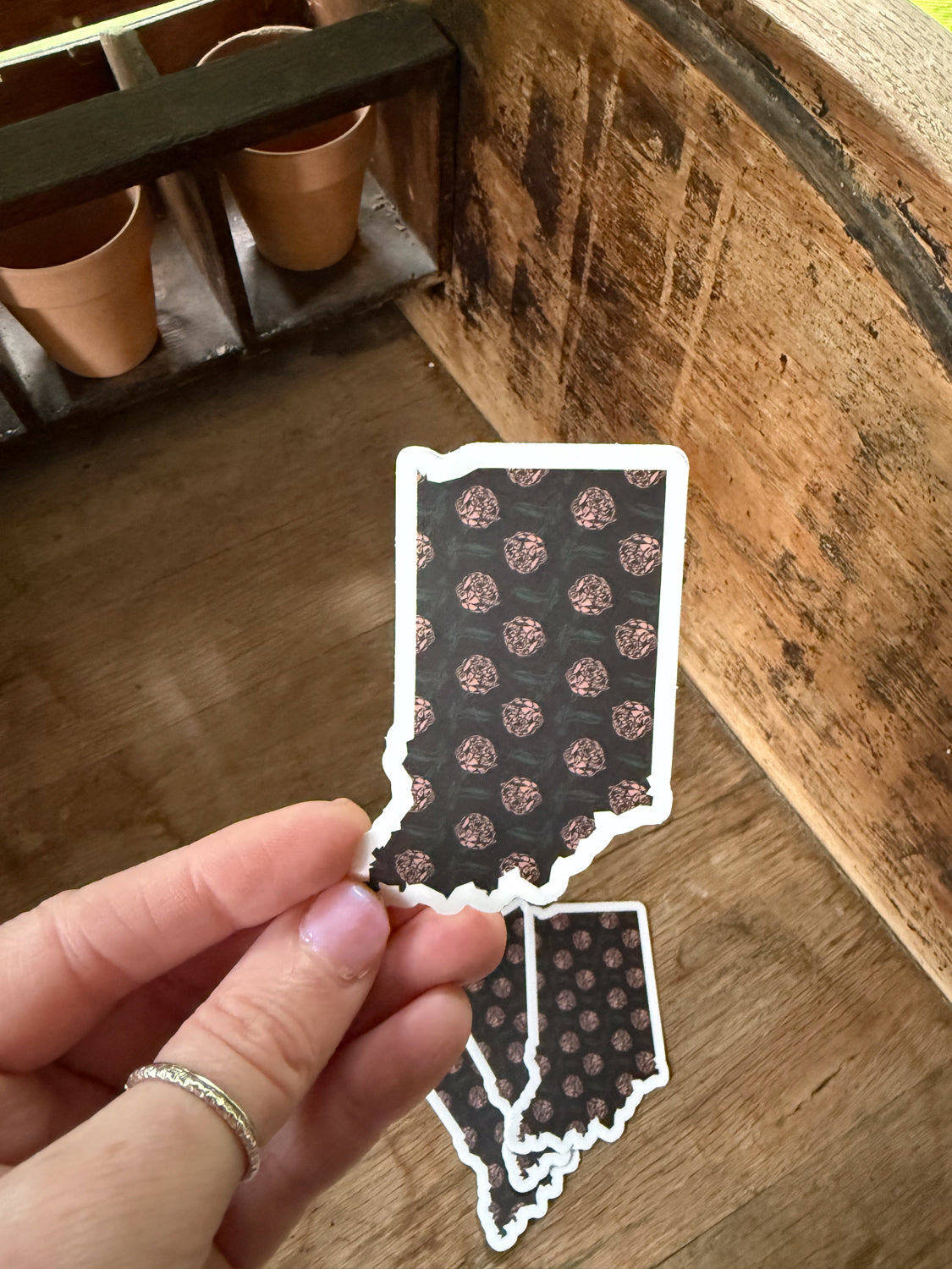 Indiana Sticker with Pink Flower Pattern