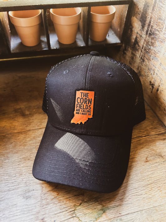 Indiana - The Cornfields Are Calling Hat - Black