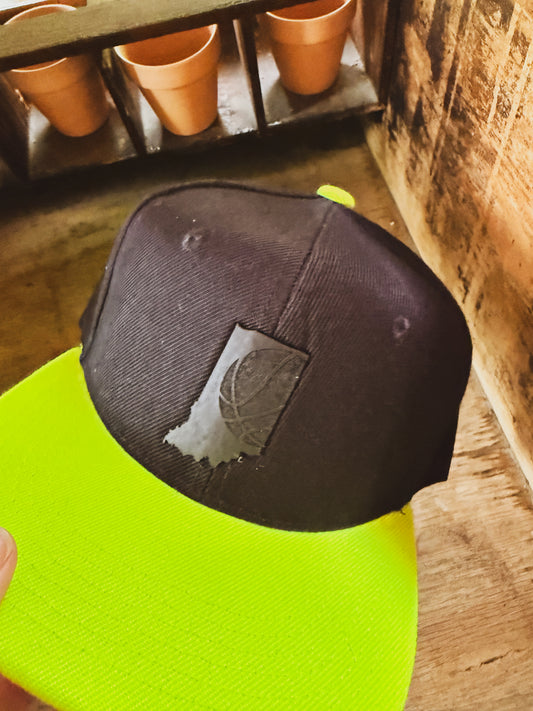 Indiana Basketball on Black & Neon Yellow Hat - Kids