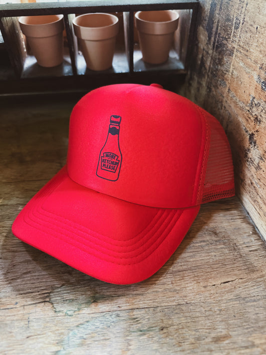 Red Ketchup Hat - Foam Hat with Screen Print Ketchup