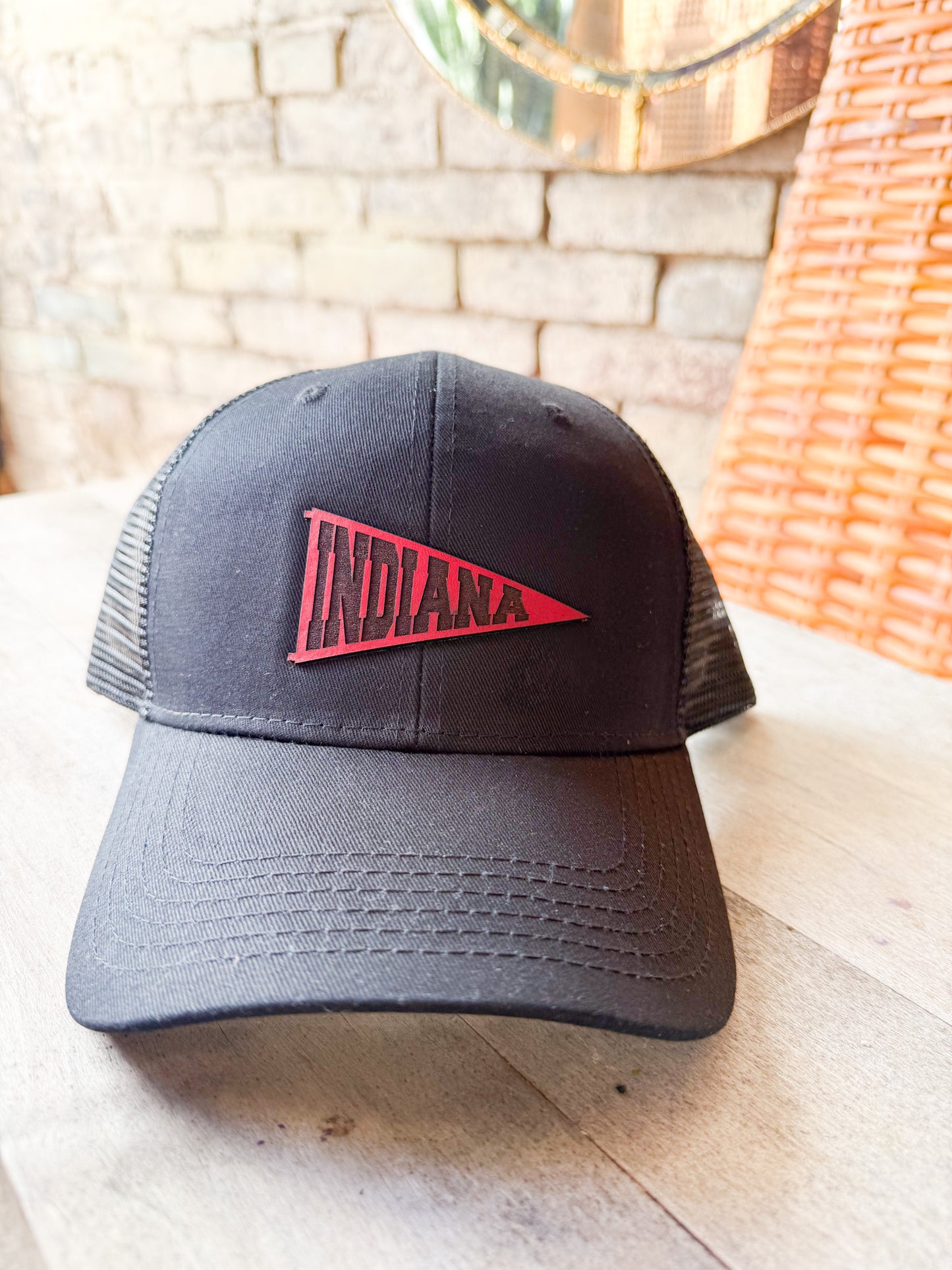 Indiana Pennant Leather Patch Hat – Red