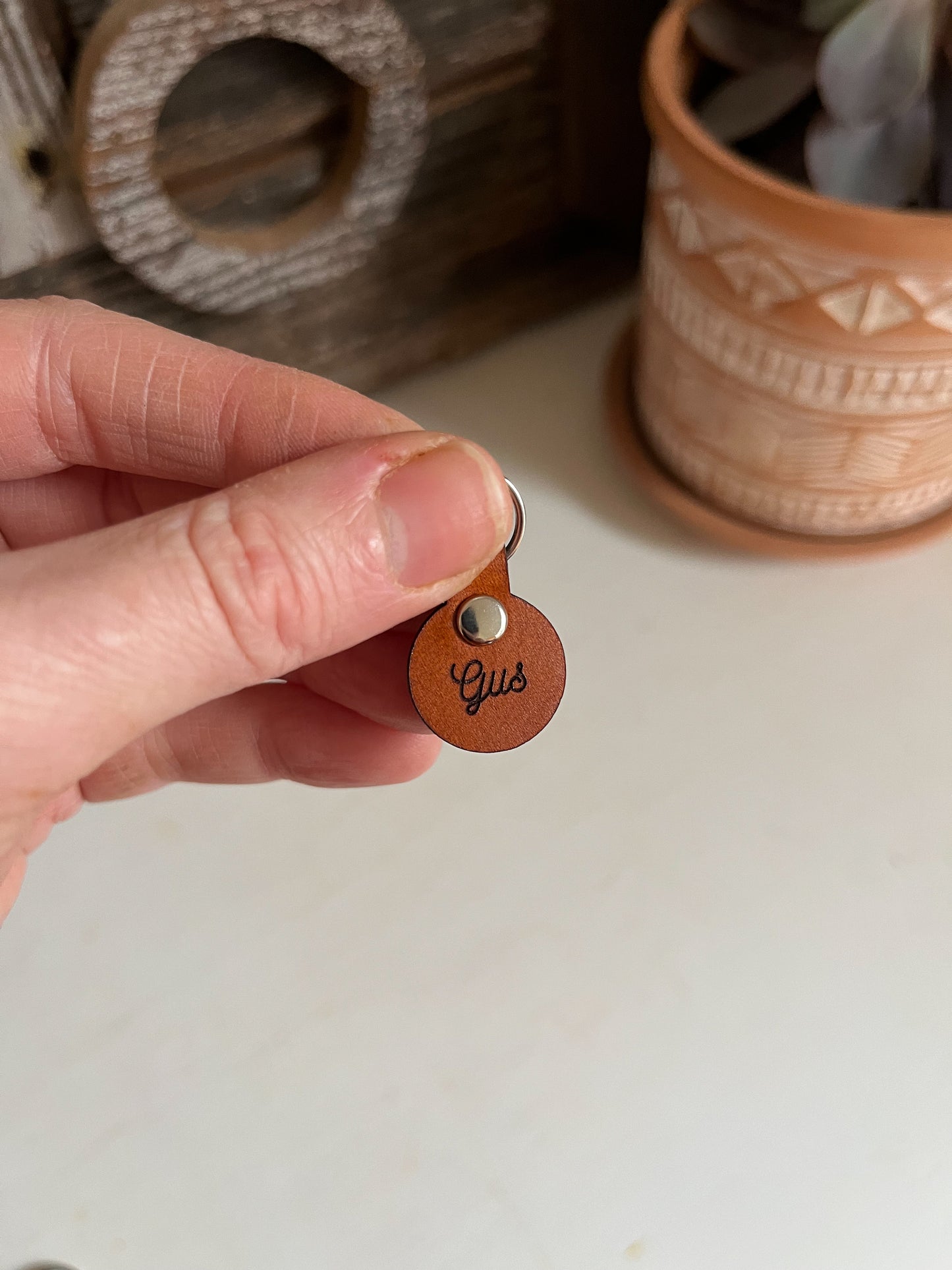 Tiny Leather Pet ID Tag