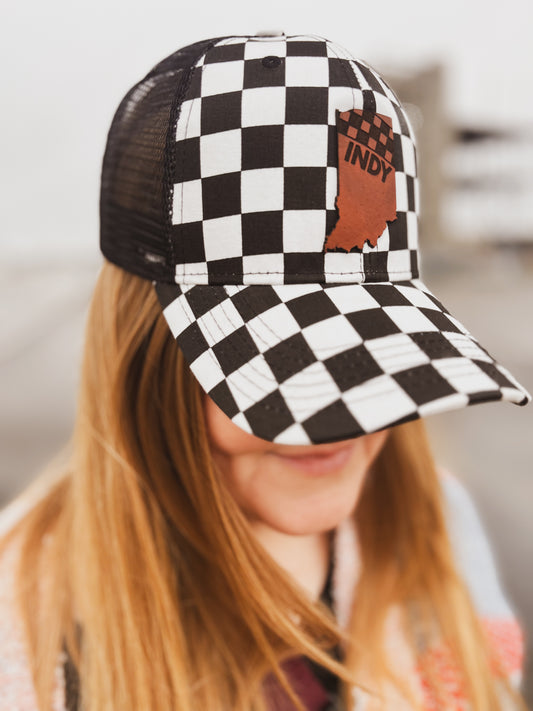 Indy Racing Leather Patch Hat - Checkered
