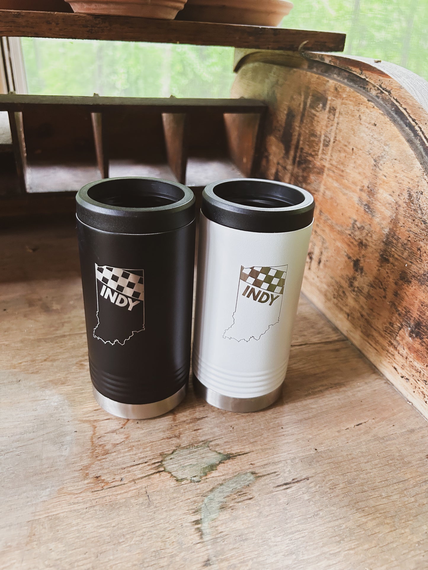 Indy Racing Stainless Can Koozie for Slim Cans