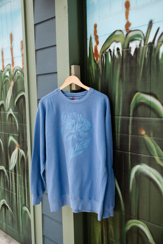 Blue Puff Ink Peony Tee / Sweatshirt