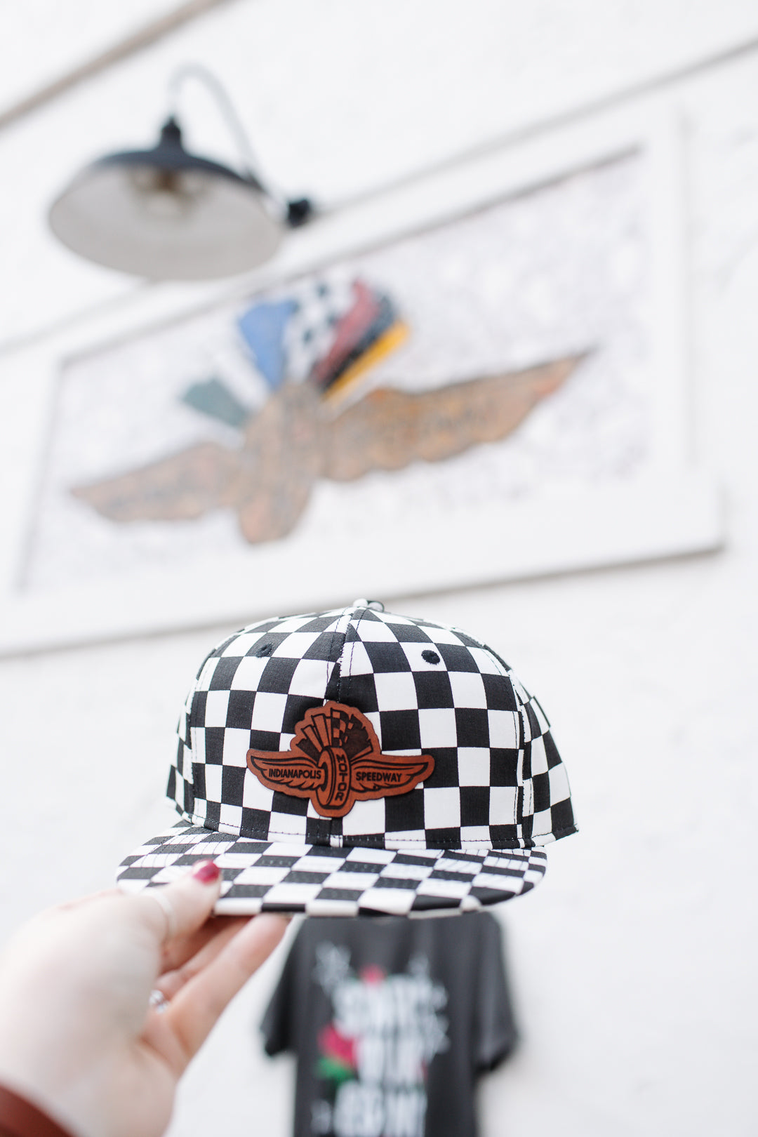 IMS Wings Leather Patch Hat - Checkered Flat Bill