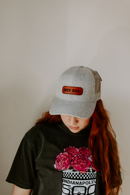 Indy 500 Rectangle Leather Patch Hat – Heather Gray