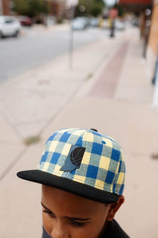 Indiana Basketball Plaid with Black Bill - Kids Hat