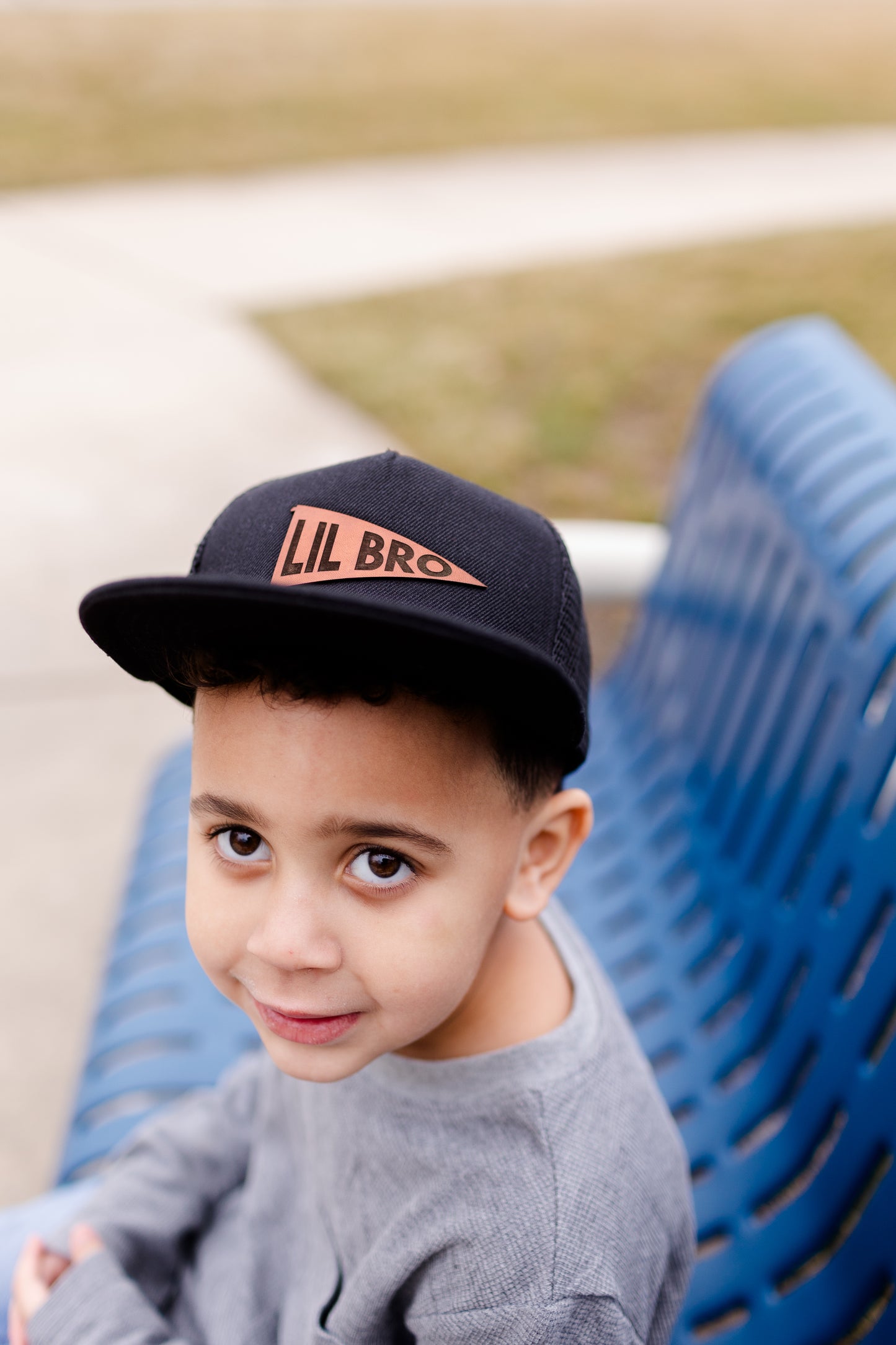 Big Bro and Lil Bro Pennant Leather Patch Kids Hat