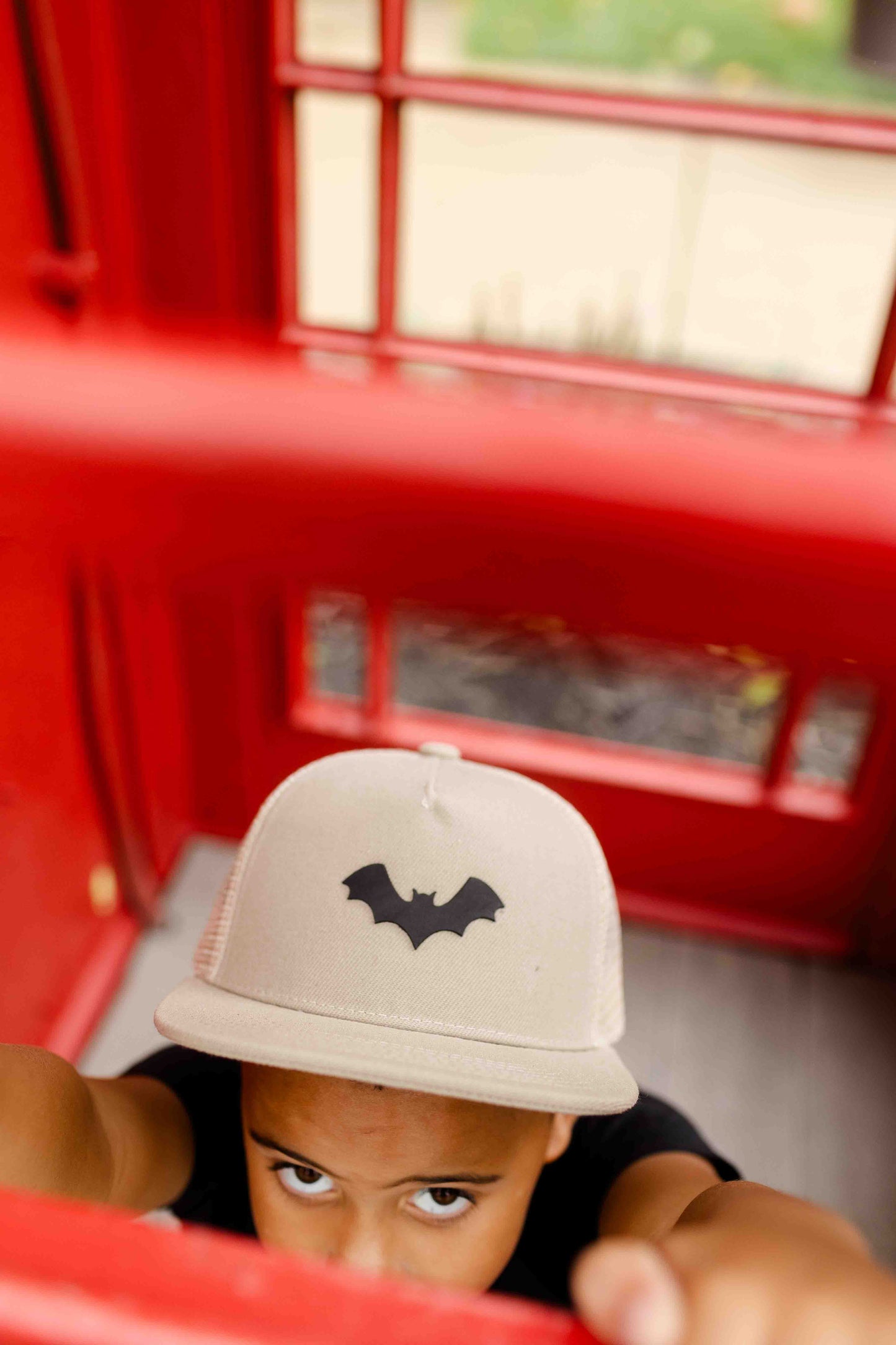 Kids Bat Leather Patch Hat – Khaki