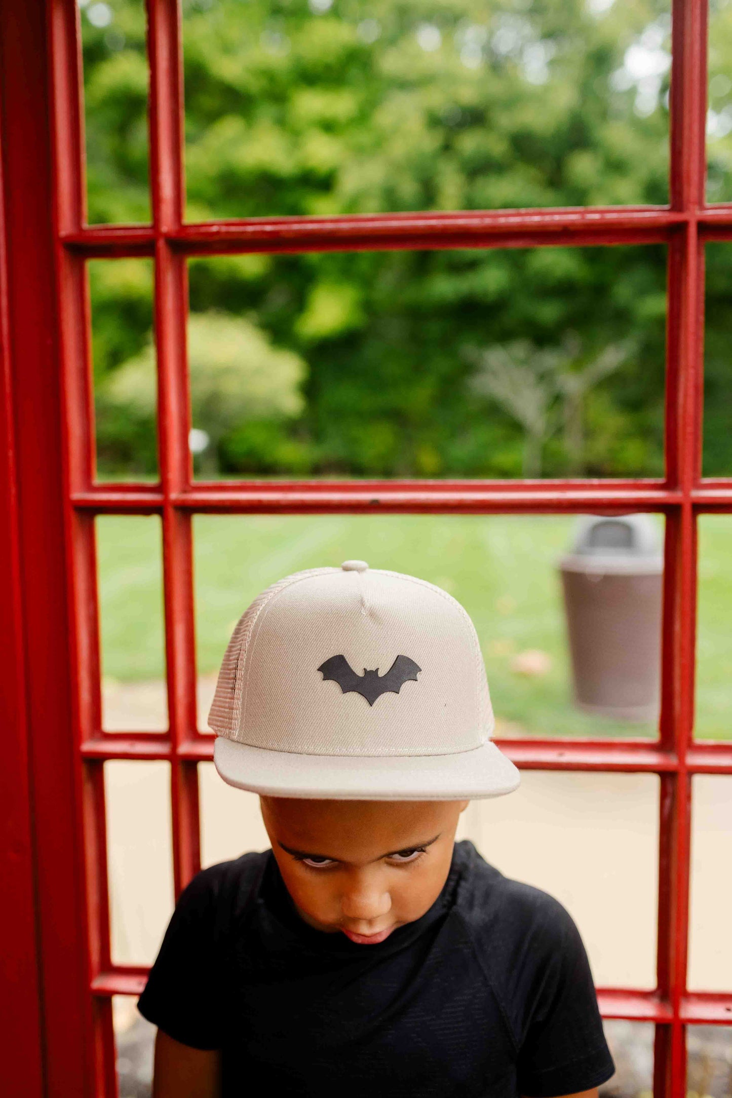 Kids Bat Leather Patch Hat – Khaki
