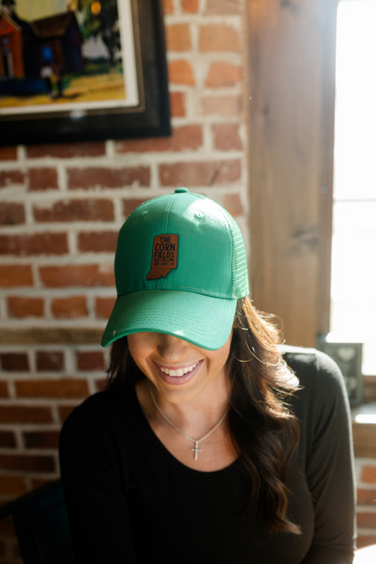The Cornfields Are Calling Leather Patch Hat – Kelly Green