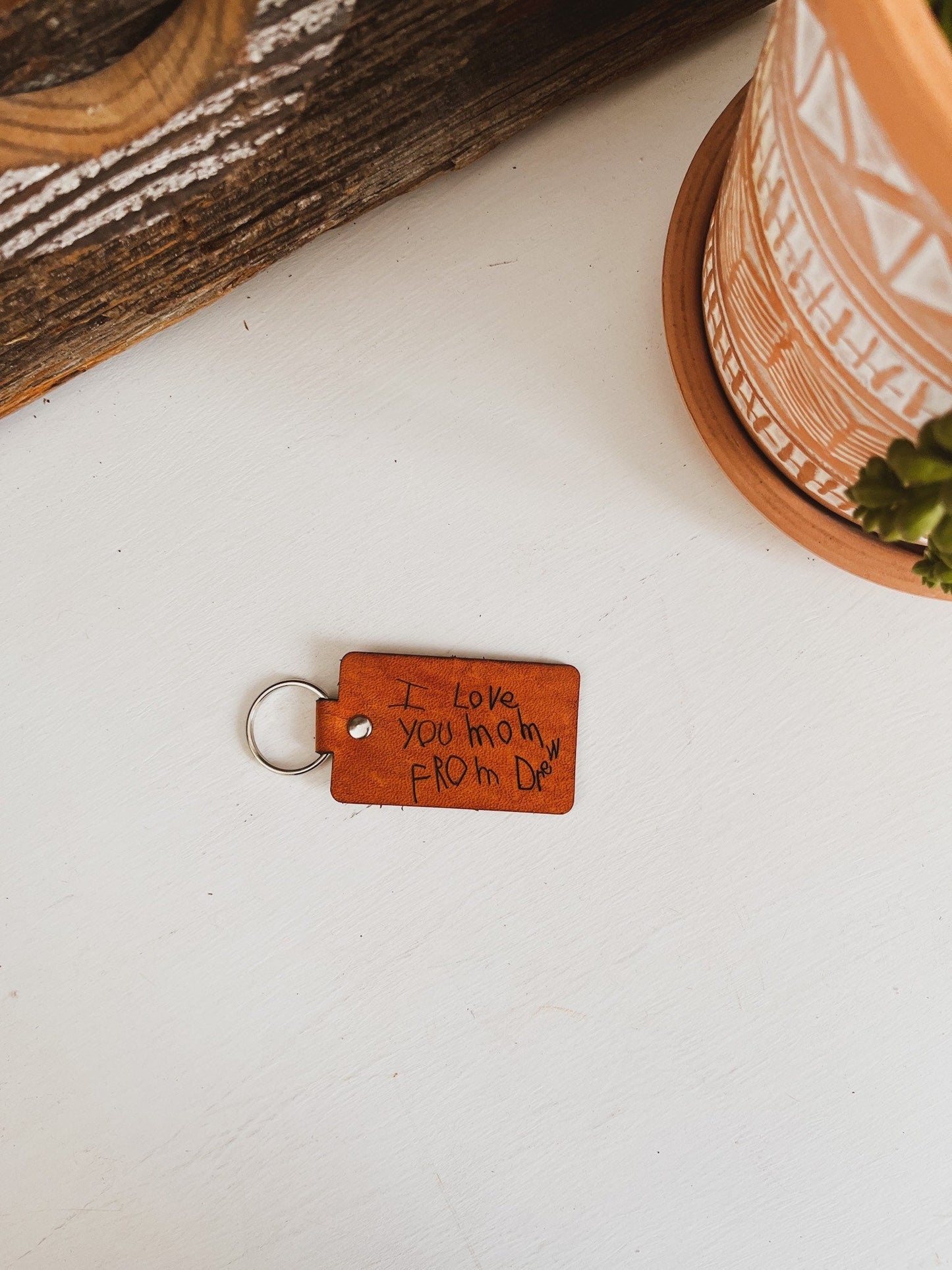 Two Sided - Handwriting Engraved Keychain - Rectangle