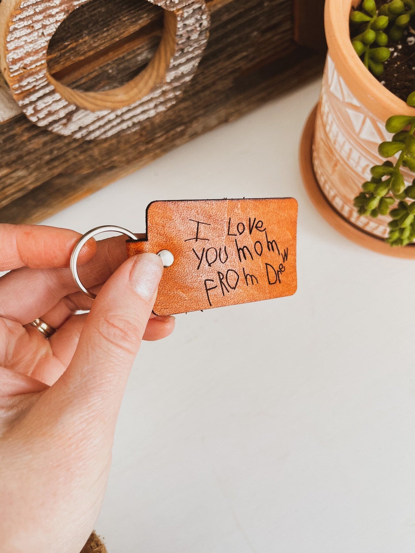 Two Sided - Handwriting Engraved Keychain - Rectangle