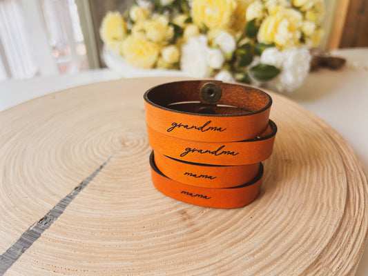 Grandma Leather Cuff Bracelet
