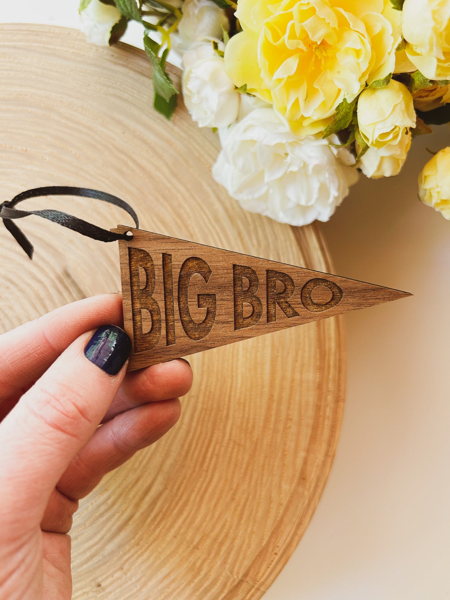 Big Bro Pennant Wooden Gift Tag