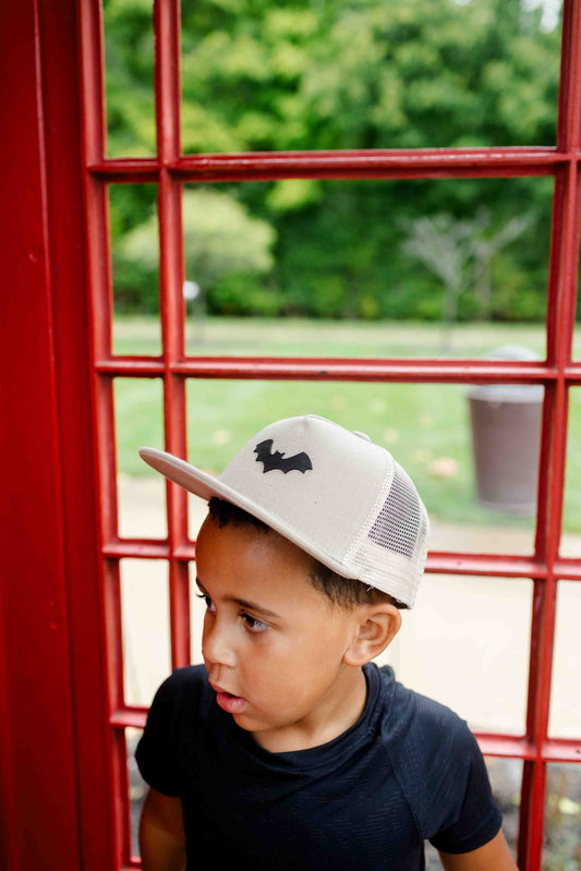 Kids Bat Leather Patch Hat – Khaki