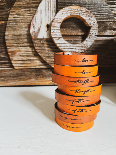 Set of Matching Custom Leather Cuff Bracelets