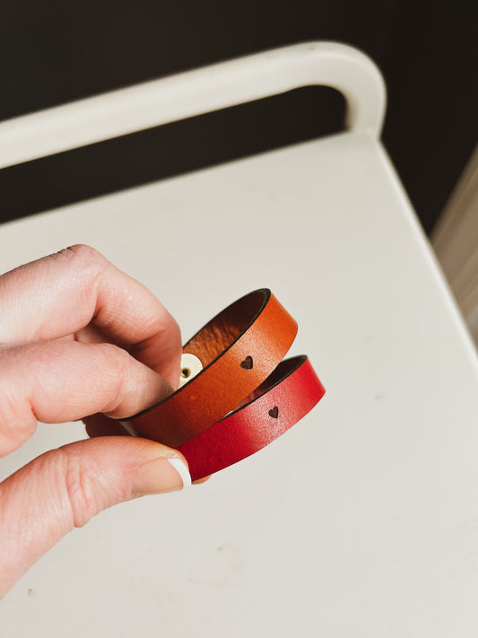 Leather Bracelet with Engraved Heart