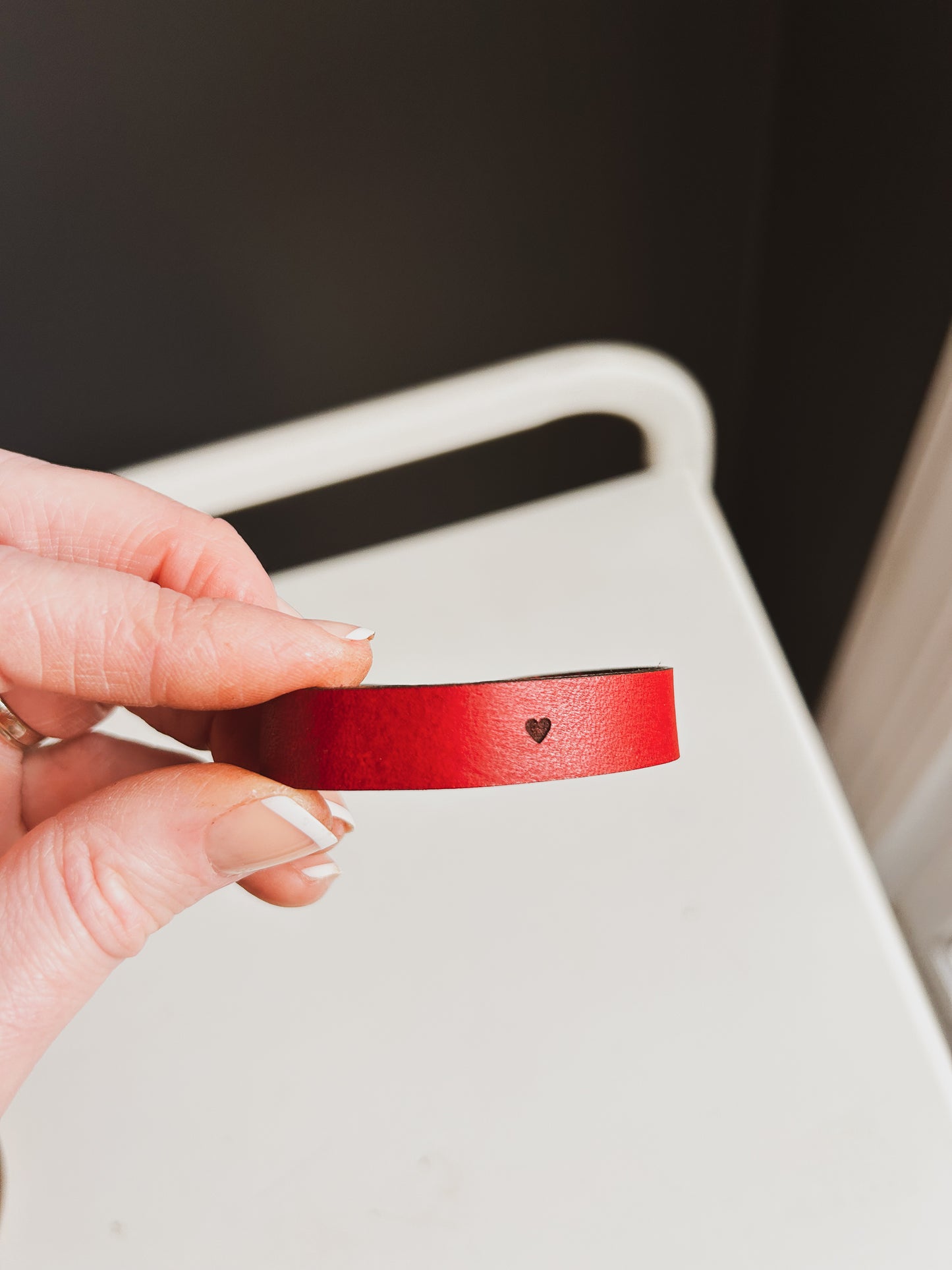 Leather Bracelet with Engraved Heart
