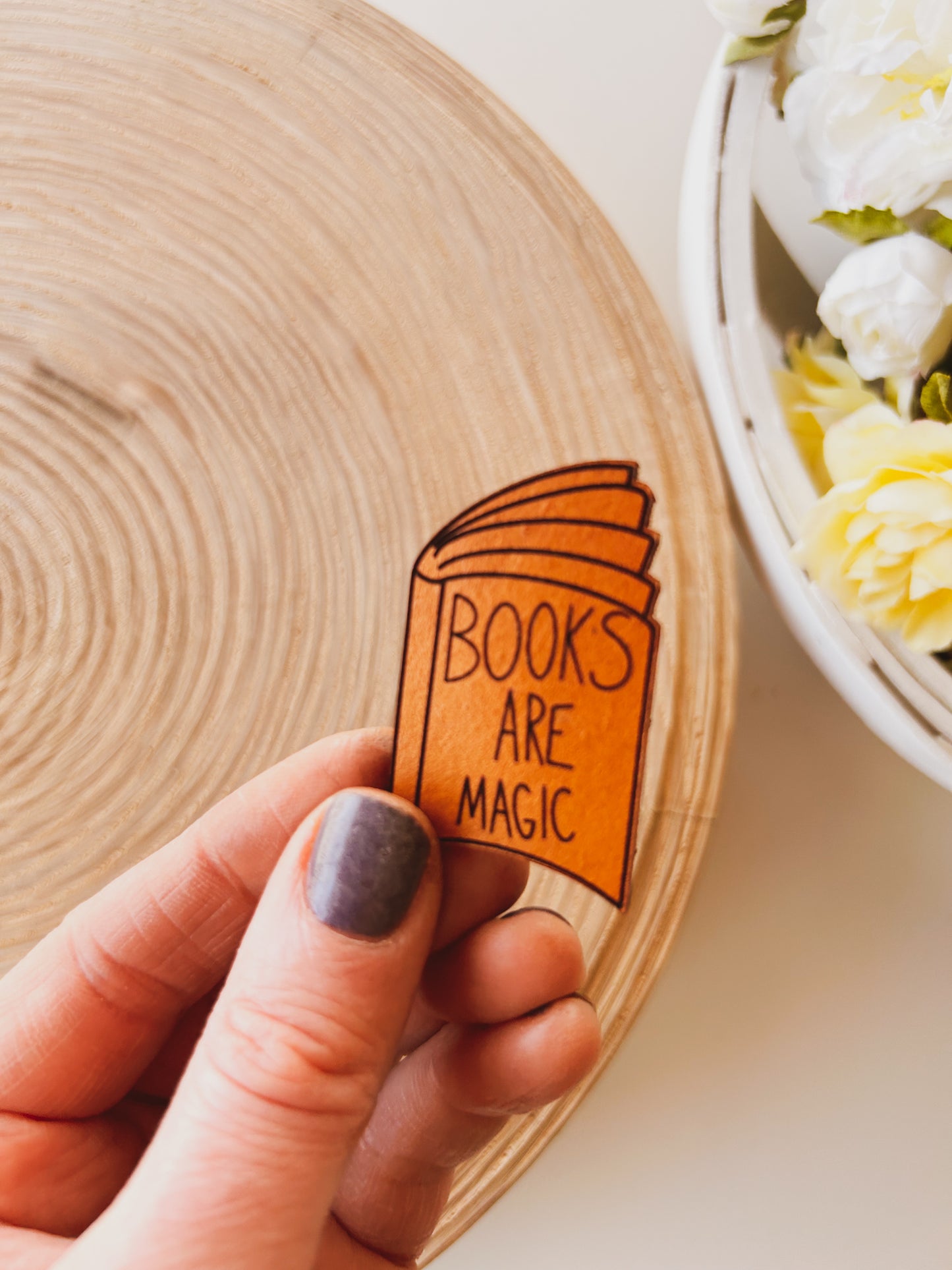 Books are Magic Leather Pin