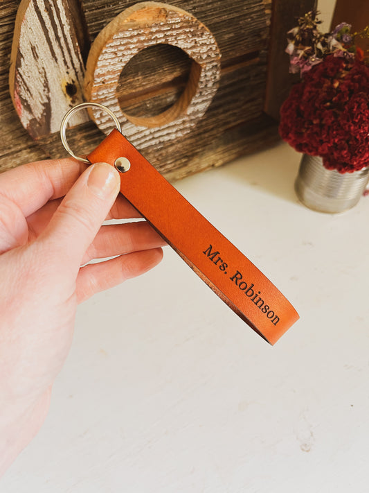 Personalized Leather Wristlet