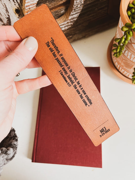 Leather Bookmark with Quote + Name or Year at The End