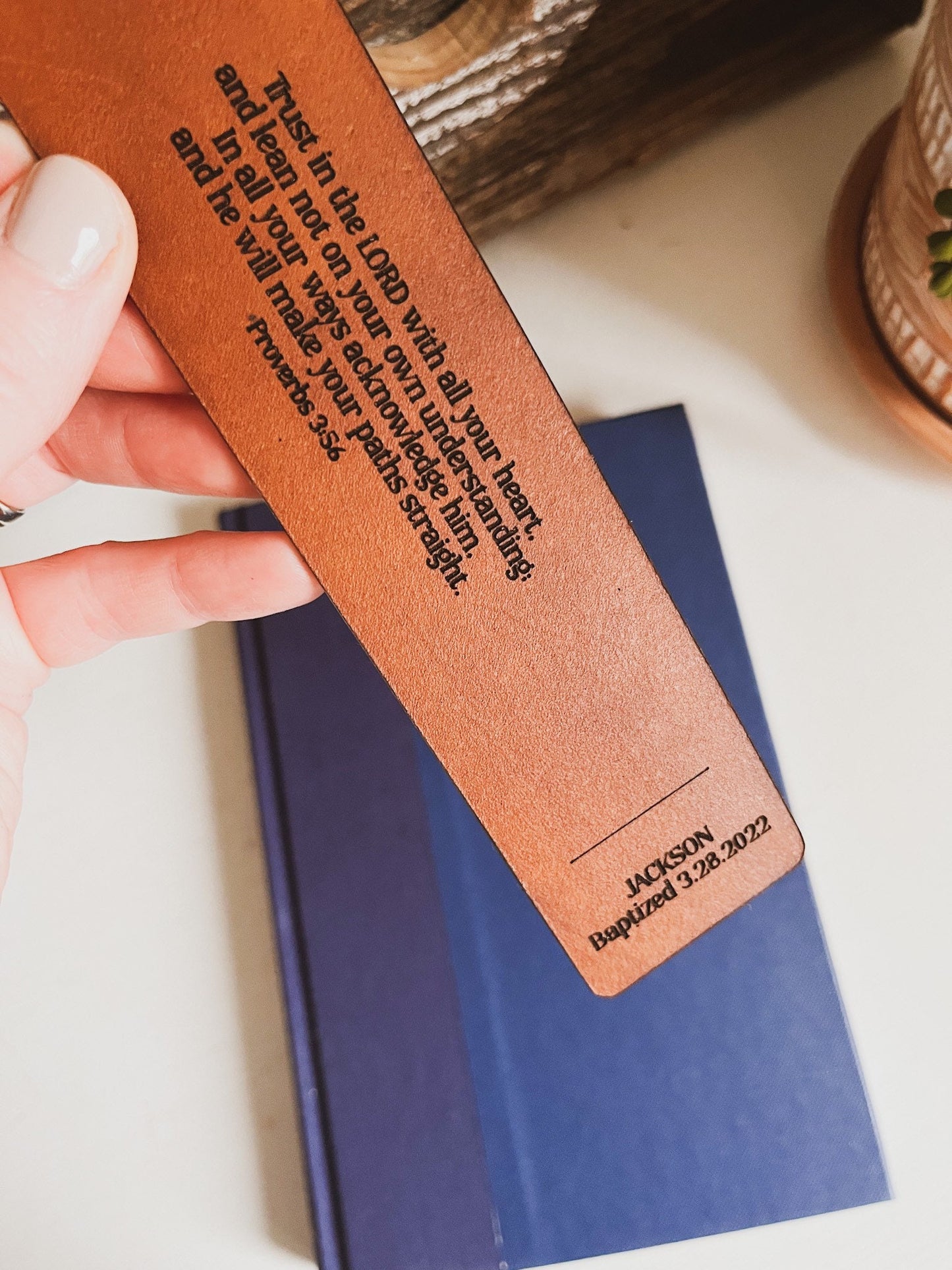 Leather Bookmark with Quote + Name or Year at The End
