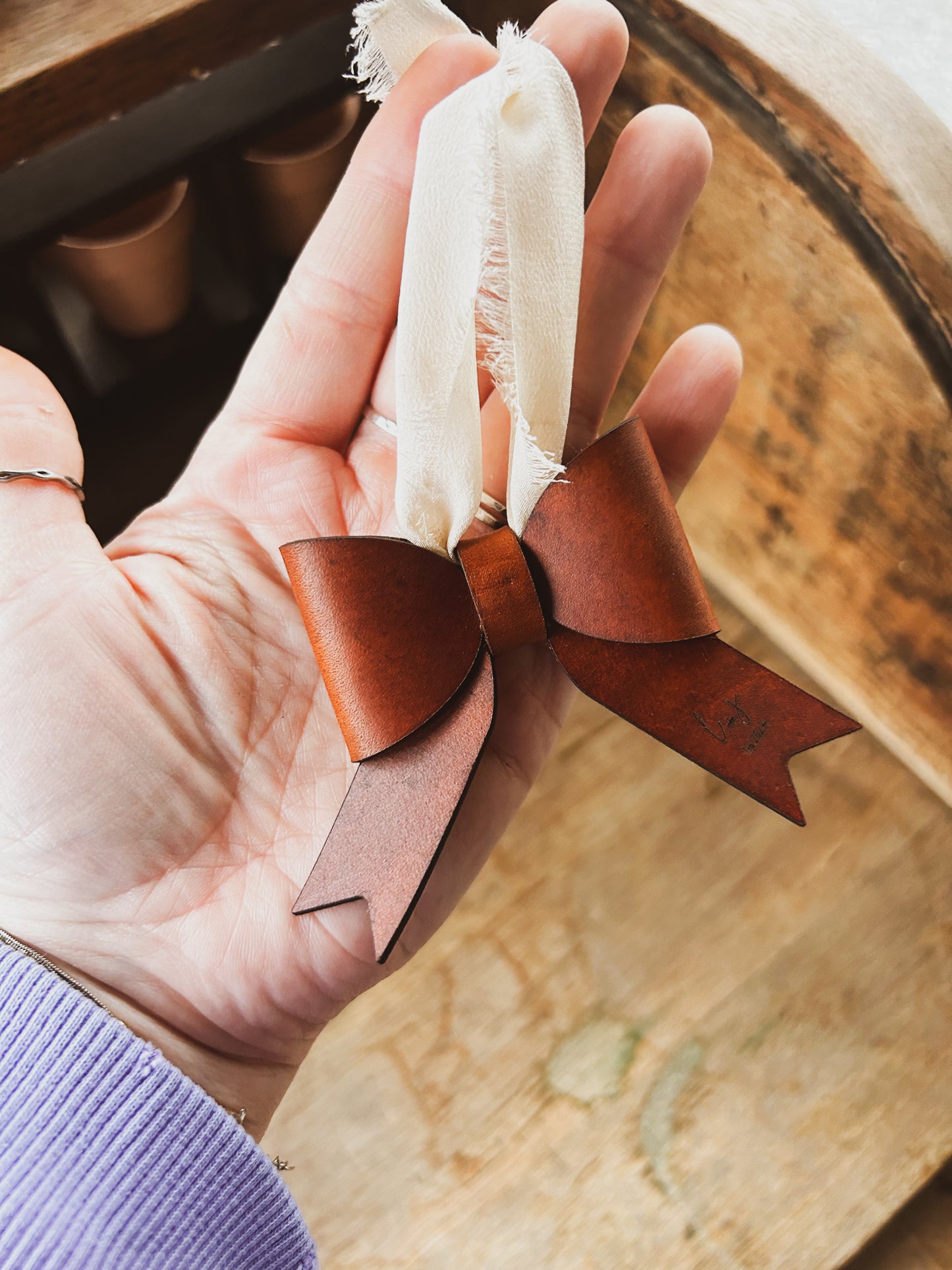 Leather Bow Ornament