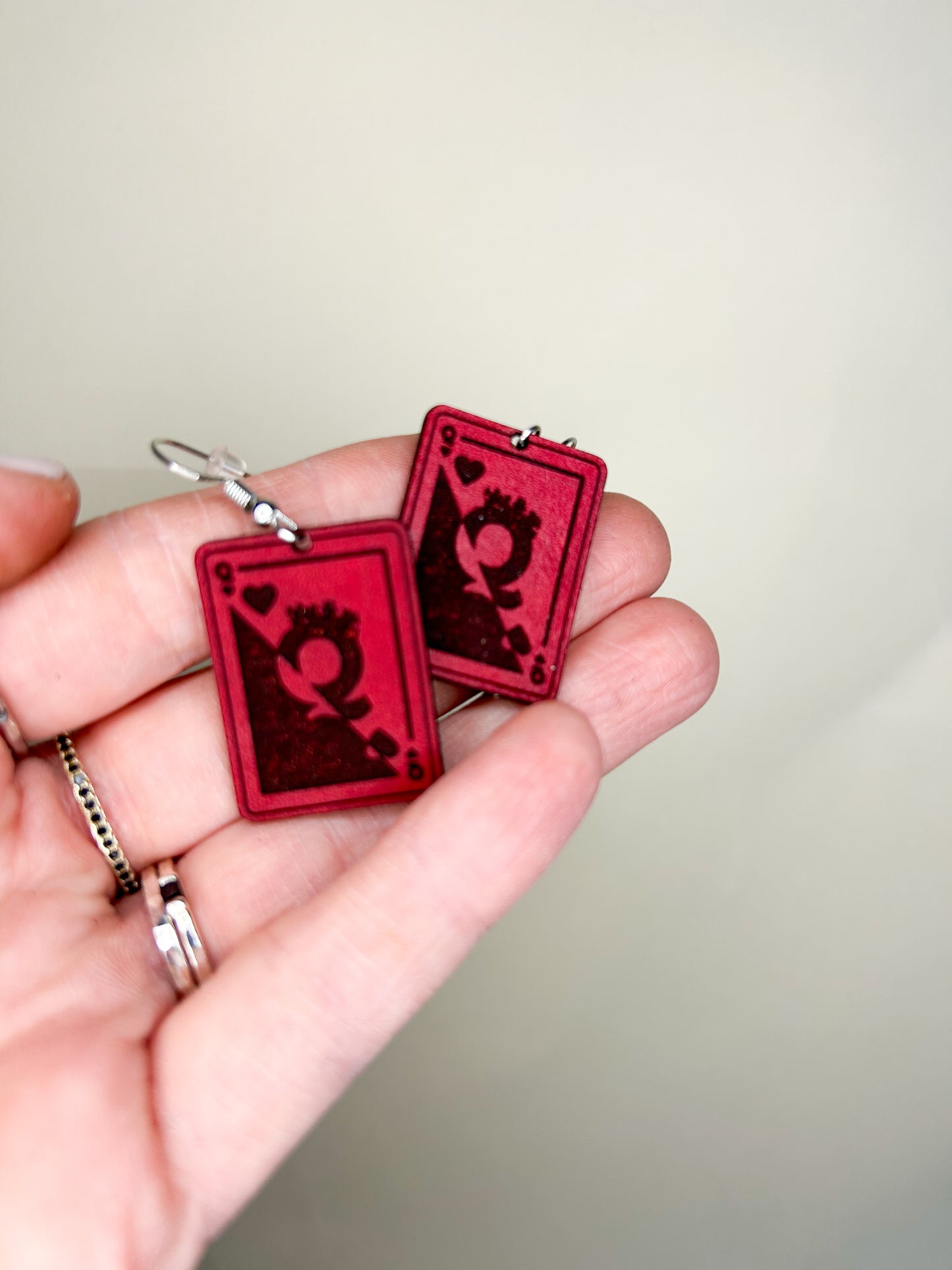 Queen of Hearts Leather Earrings