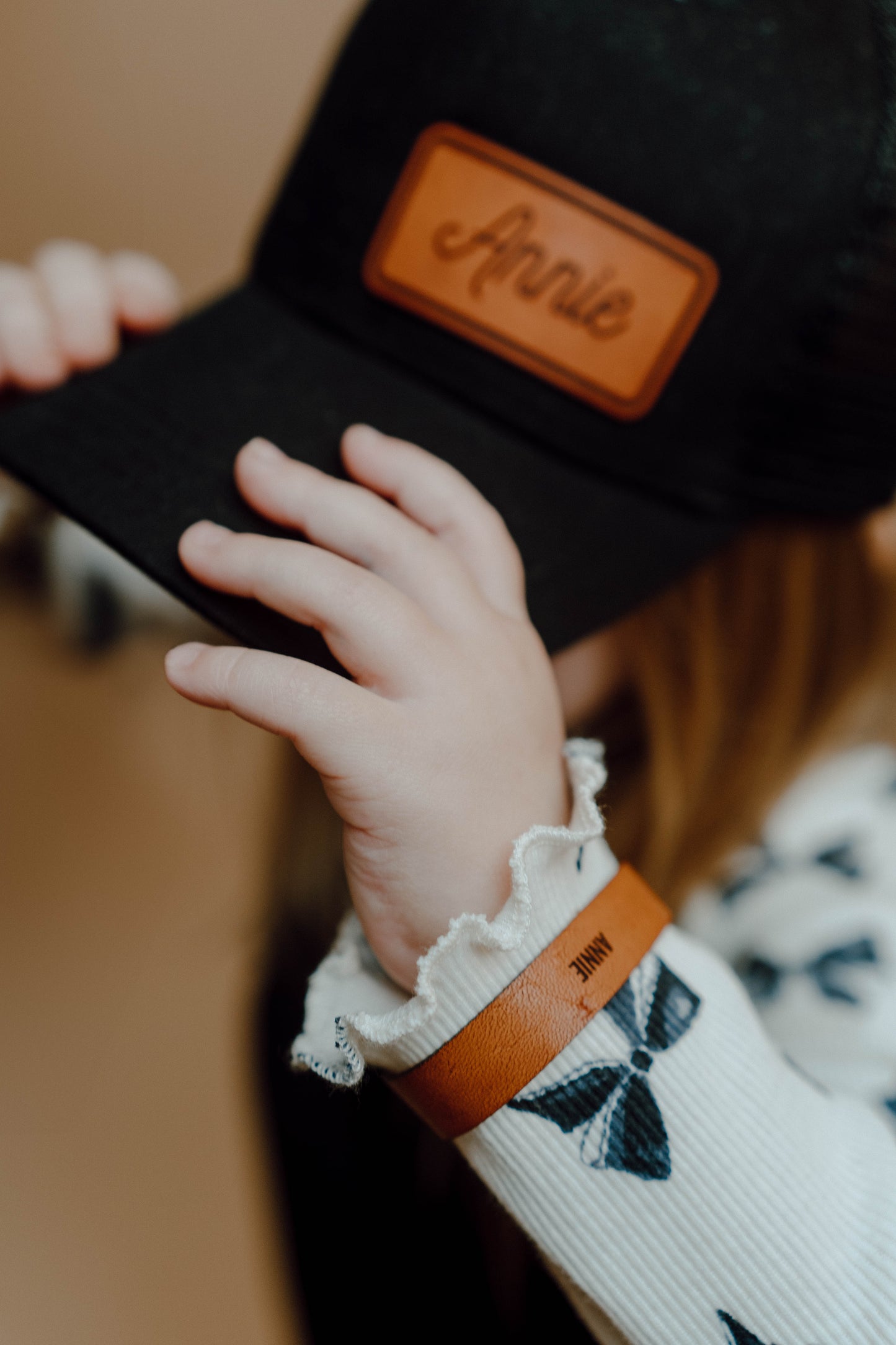 Custom Leather Cuff Bracelet with Kids’ Names