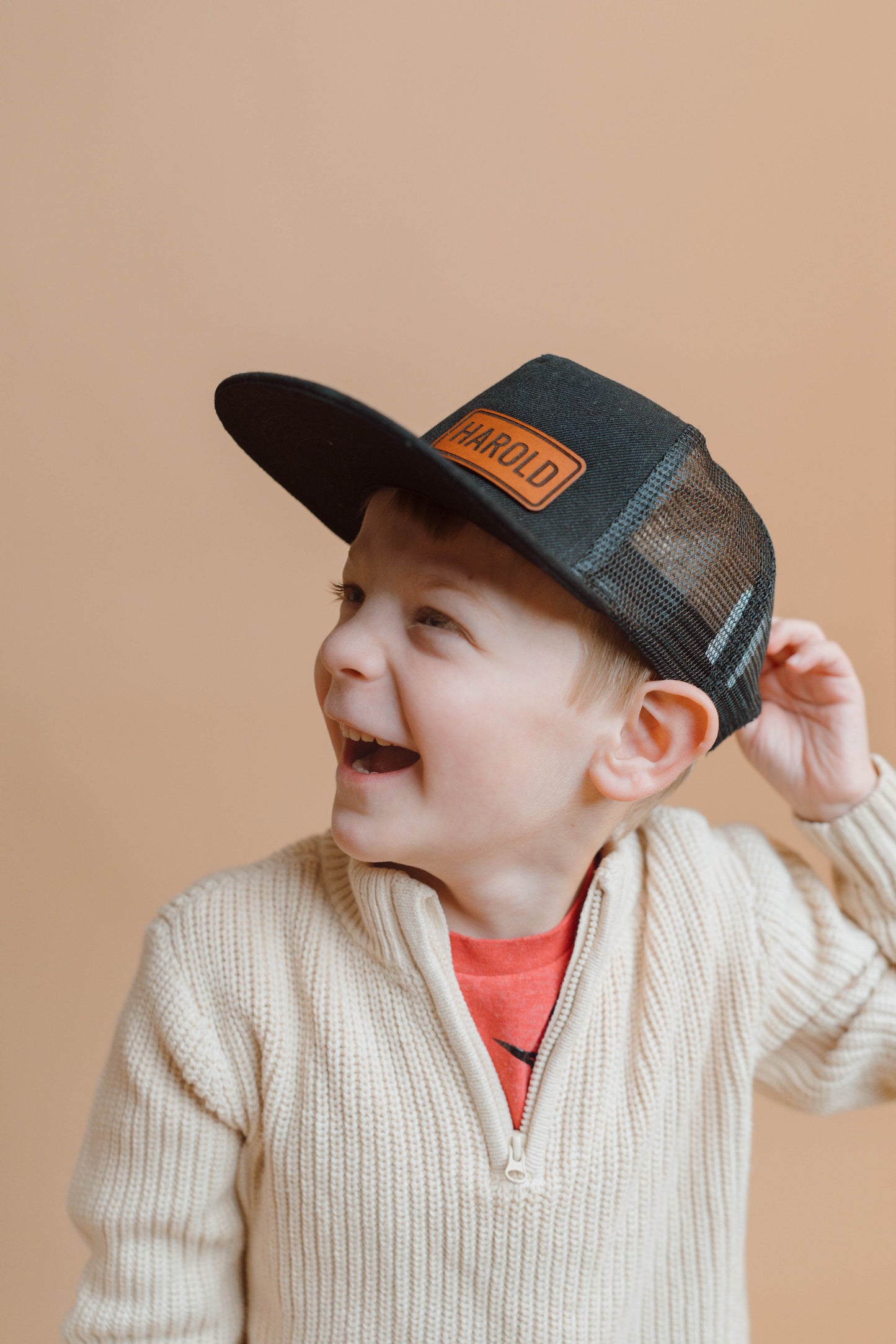 Kids Name Hat - Modern Font - Personalized Leather Patch