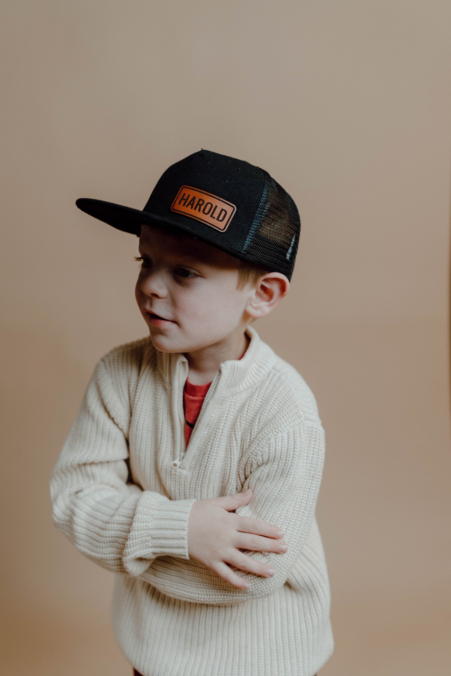 Kids Name Hat - Modern Font - Personalized Leather Patch