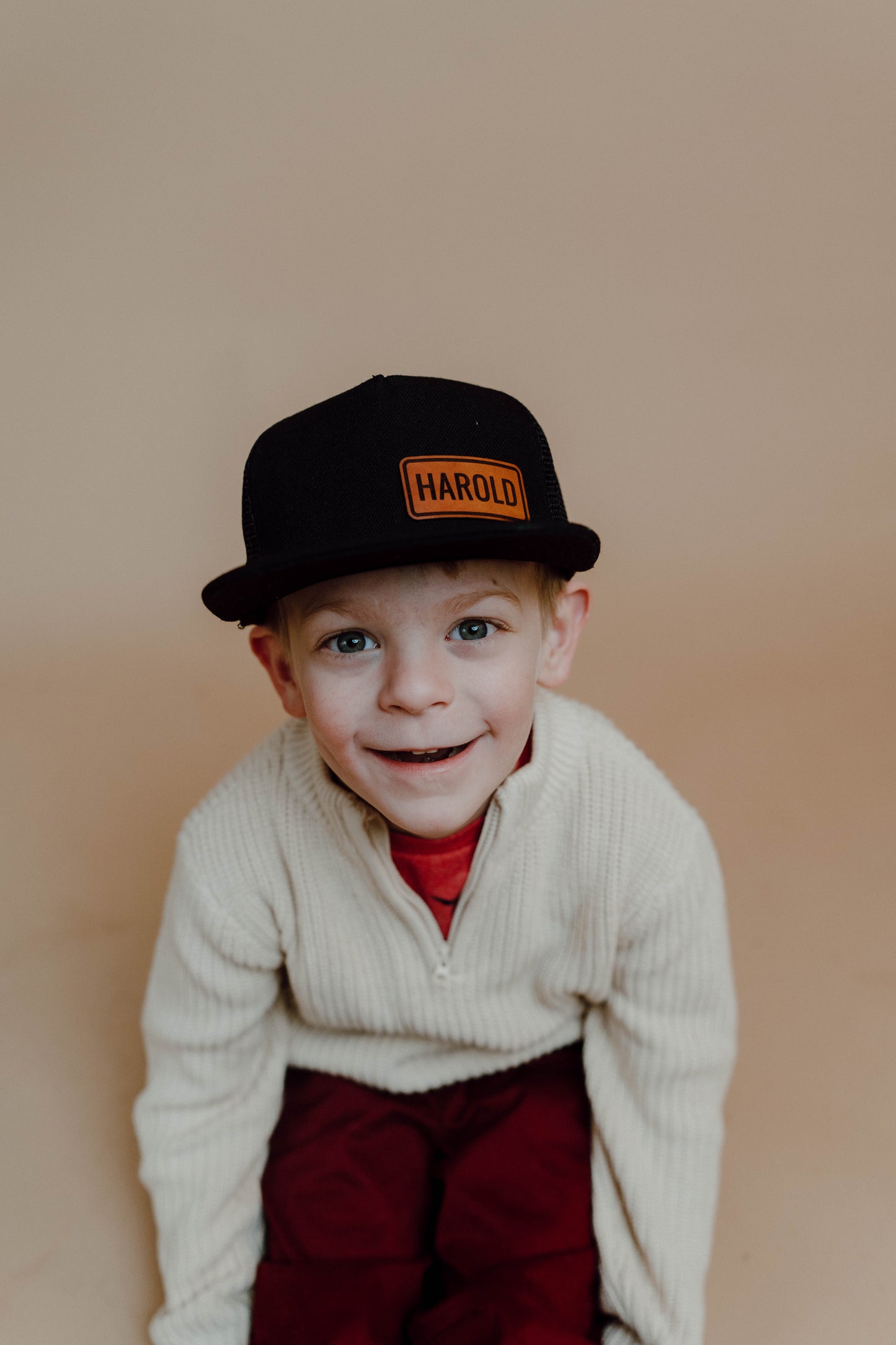 Kids Name Hat - Modern Font - Personalized Leather Patch