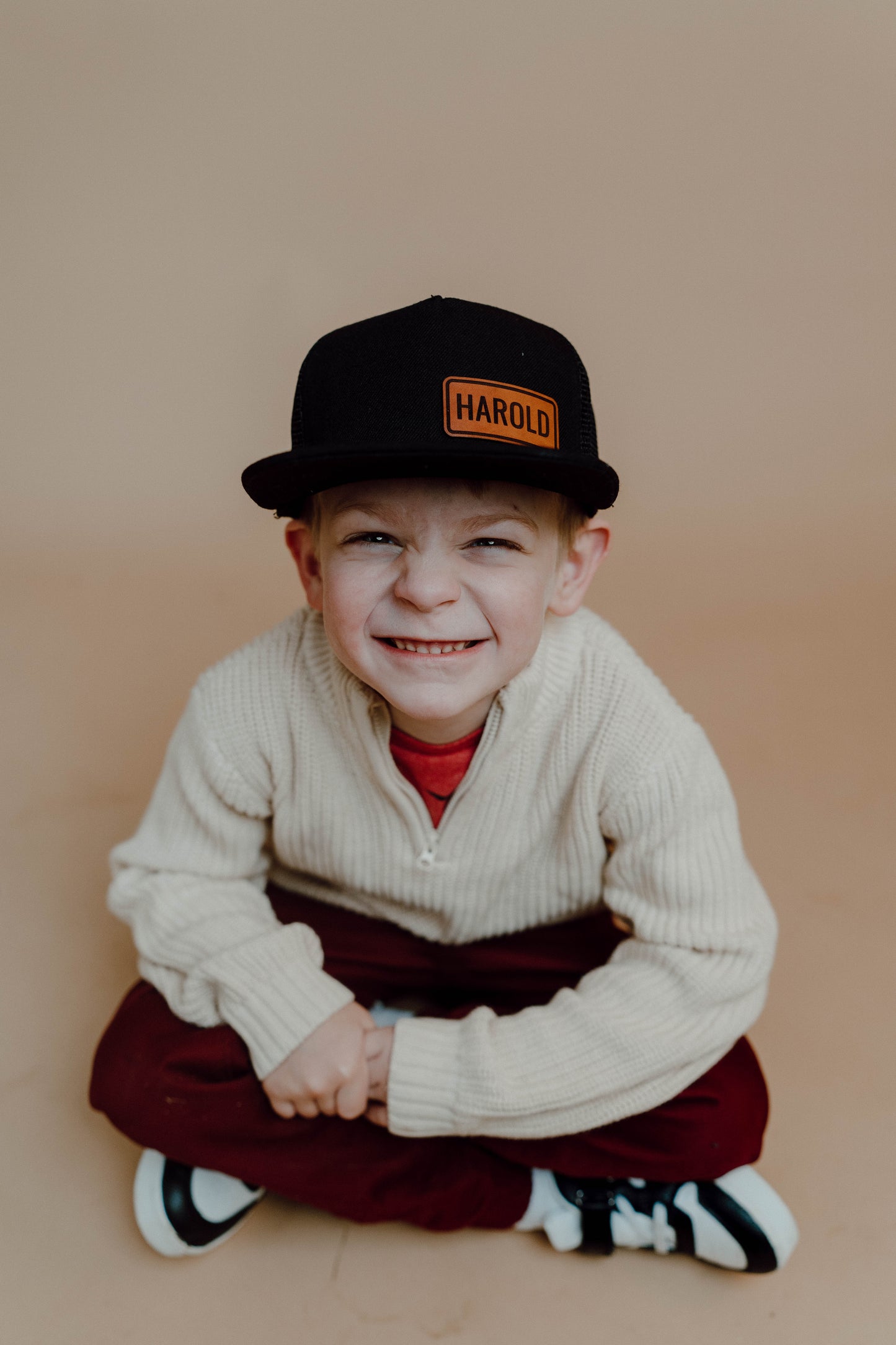 Kids Name Hat - Modern Font - Personalized Leather Patch