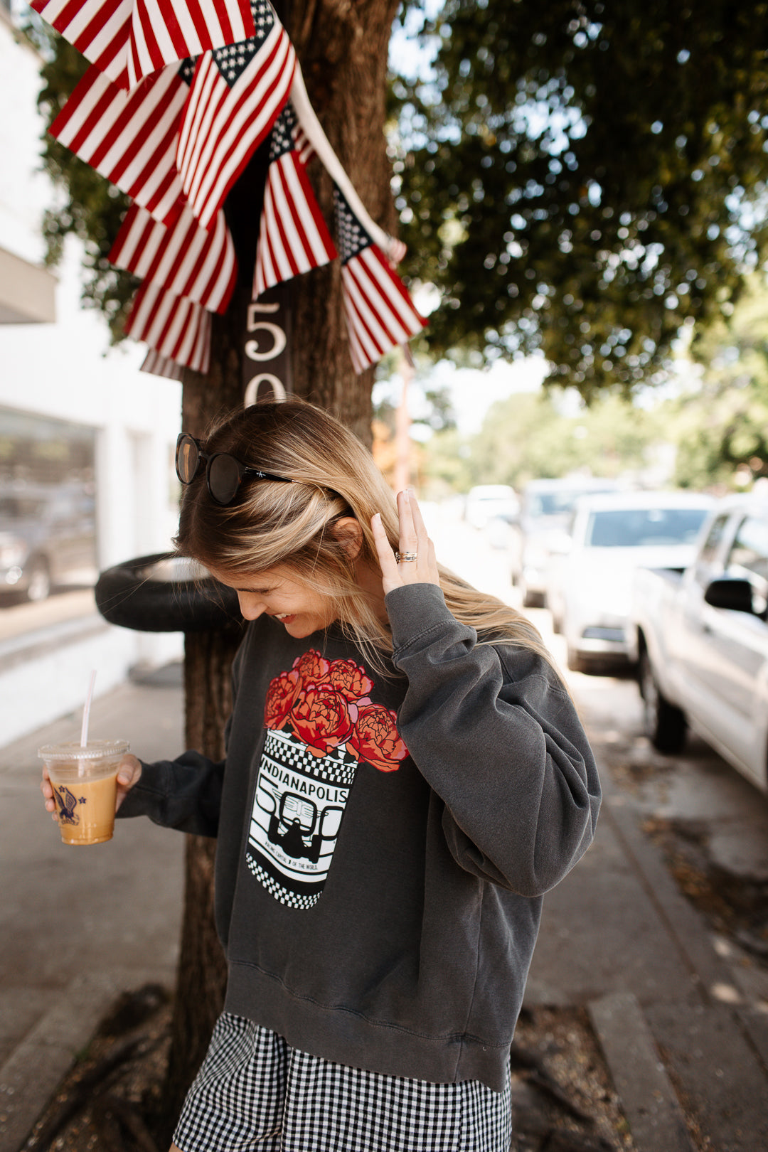 Indy 500 Popcorn Peony Tin Mid Length Sweatshirt