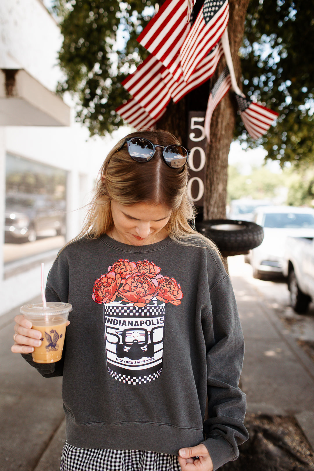 Indy 500 Popcorn Peony Tin Mid Length Sweatshirt