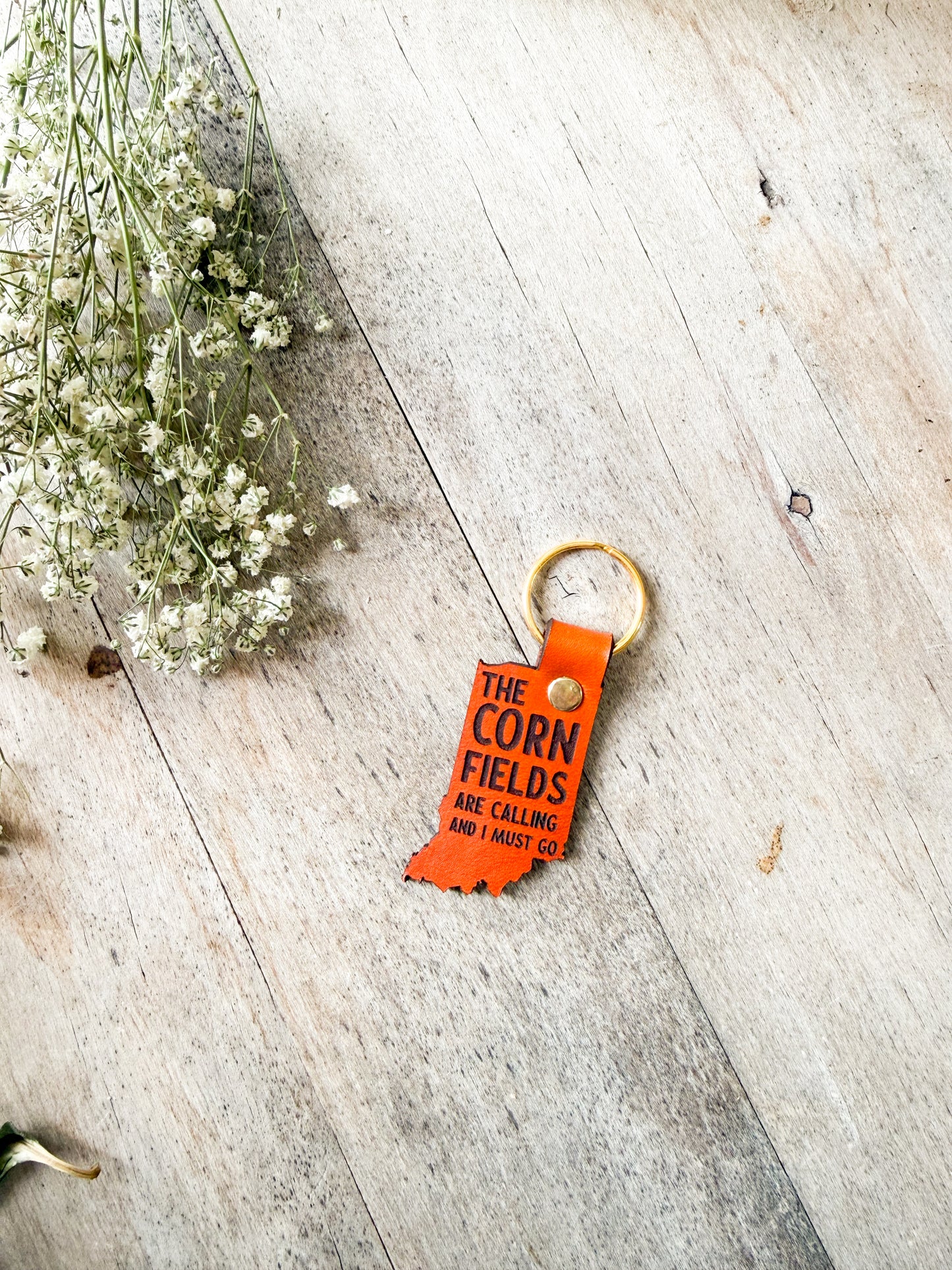 Indiana Keychain - The Cornfields are Calling and I Must Go